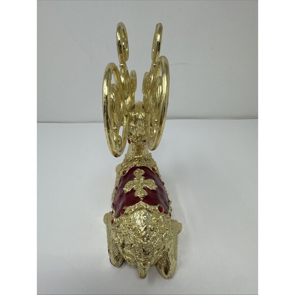 Vintage Dillard's Trimmings Collection Pewter Christmas Deer Jewels Red Gold - Picture 2 of 5